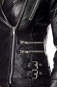 Mystique' Ladies Black Biker Style Motorcycle Designer Nappa